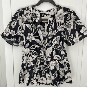 Anthropologie Floral Peplum Top Size Medium NWT